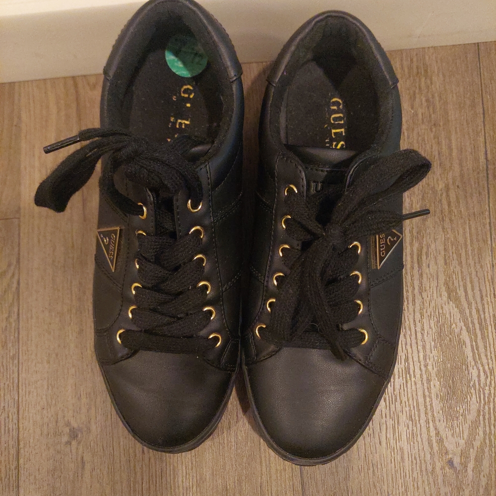 GUESS Women's Black and Gold Sneakers